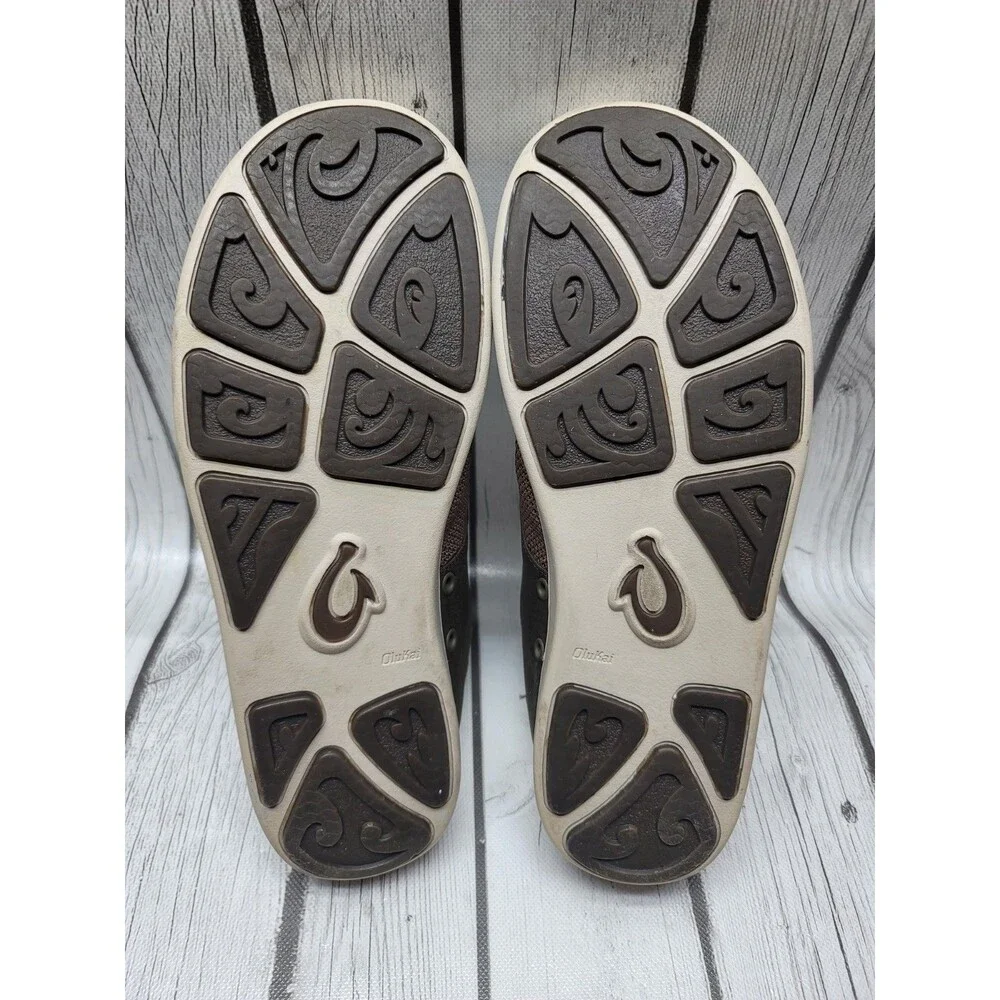 OluKai NOHEA MOKU Men's 9.5 Mesh Comfort Sneakers Boat Shoes Brown Mustang Husk
